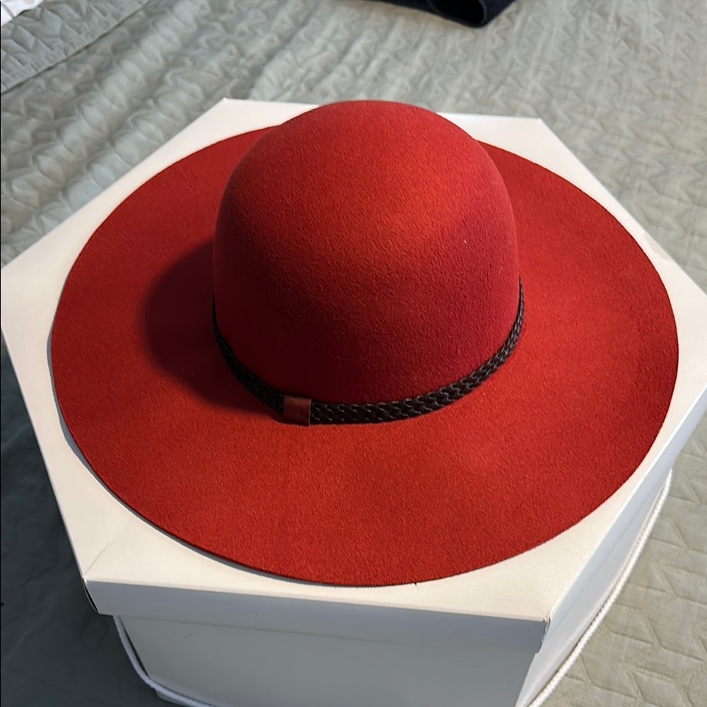 Elegant Red Wide-Brim Hat